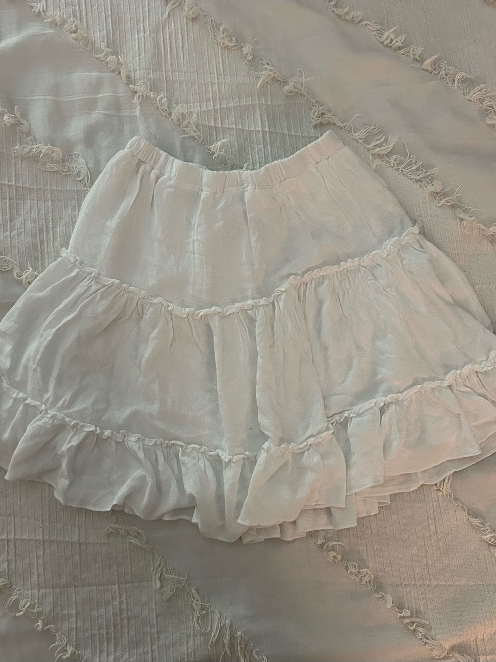 White Tiered Ruffle Mini Skirt - Women